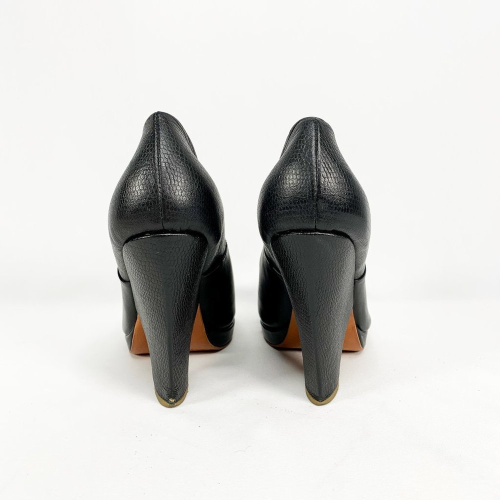 RACHEL COMEY Black Leather Chunky Snake Heels - Picture 8 of 9